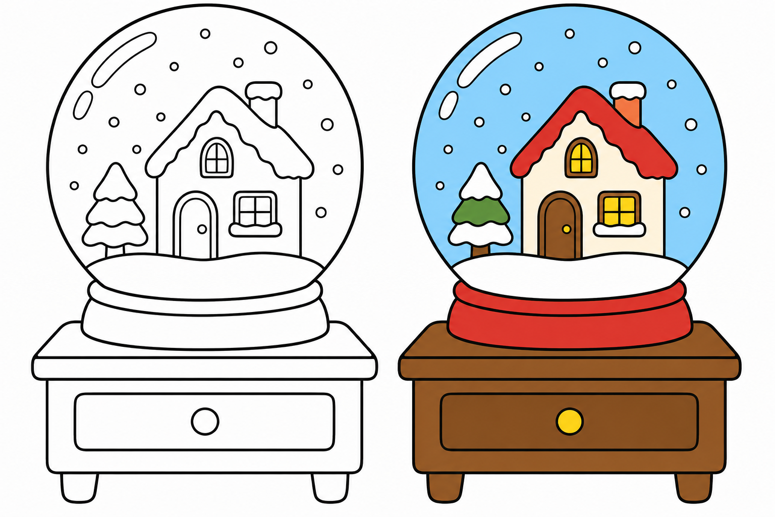 Glass dome enclosing a tiny snowy house.