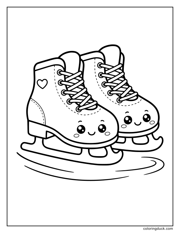 Pair of ice skates gliding smoothly over the ice.