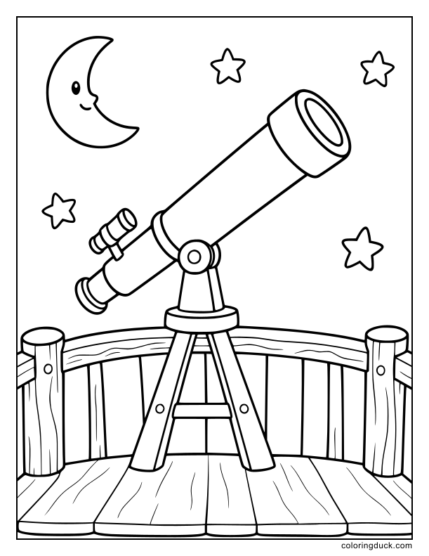 Long brass telescope pointing up at the night sky.