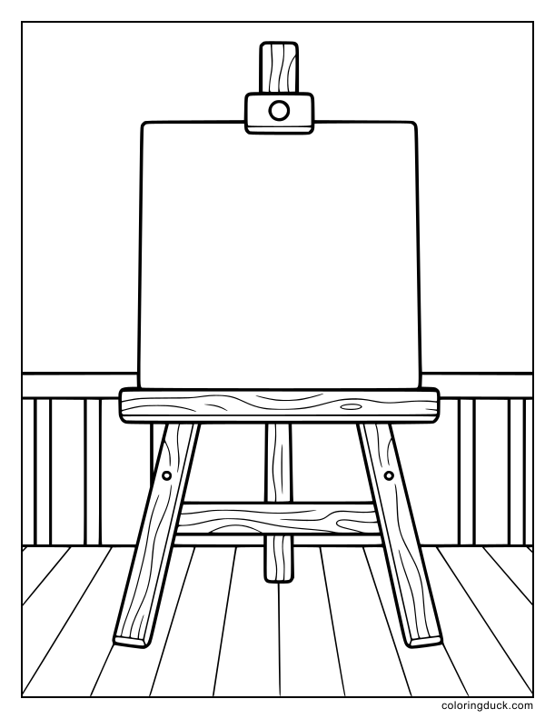 Blank canvas sitting on a wooden artist easel.