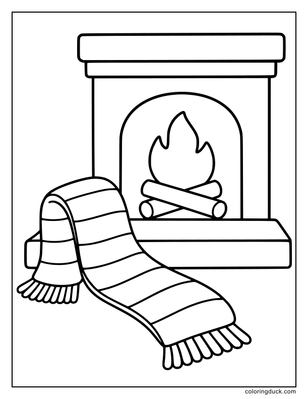 Long striped scarf resting near a warm brick hearth.