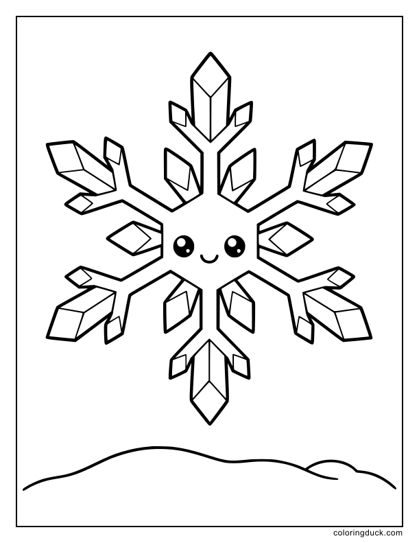 Giant crystal snowflake falling gently from the sky.