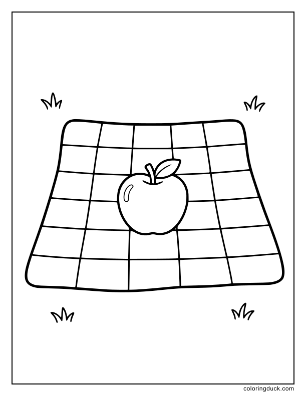 Spread across the grass, a simple checkered blanket.