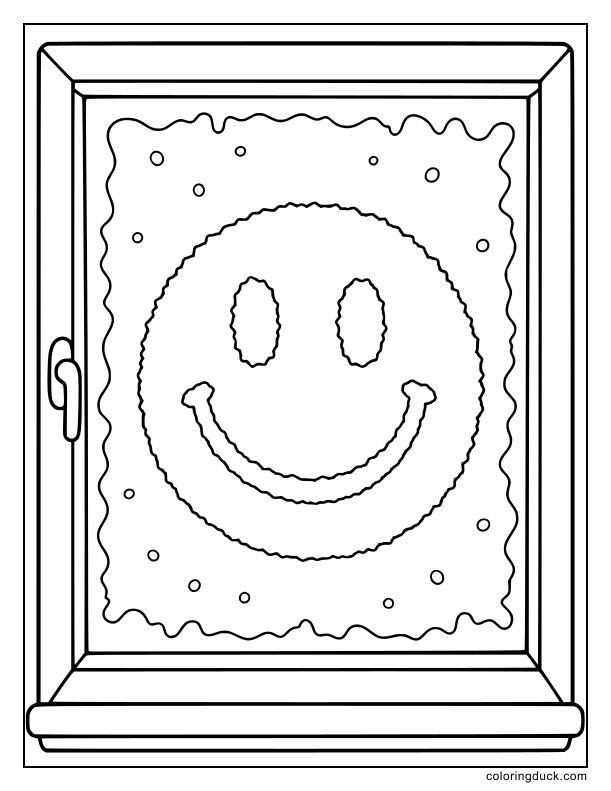 Happy face drawn into the condensation on the glass.