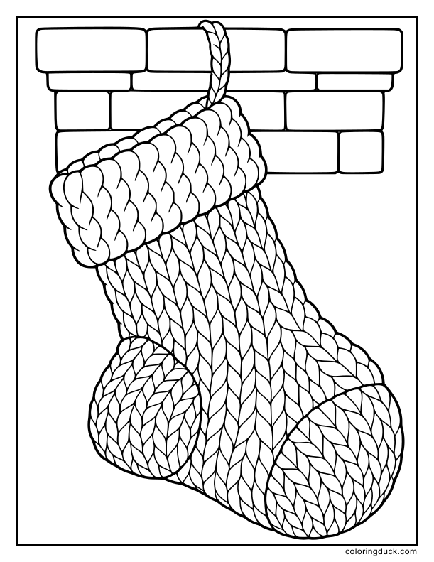 Plump knitted sock waiting patiently by the bricks.