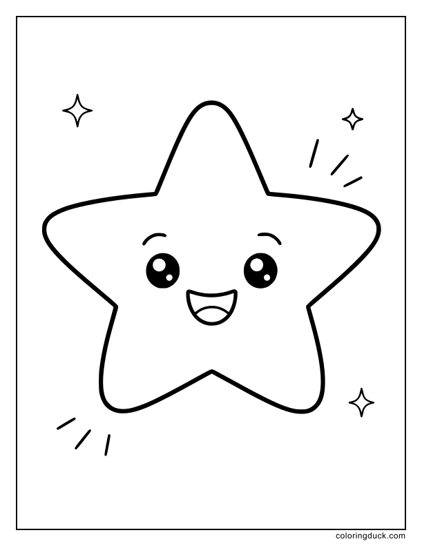 Big smiling star shining brightly above.