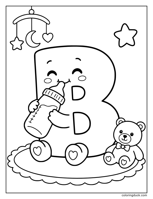 Classic baby feeder with a rubber nipple next to a cute mini letter.
