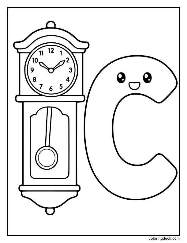 Classic clock ticking loudly on the wall next to a framed letter C.