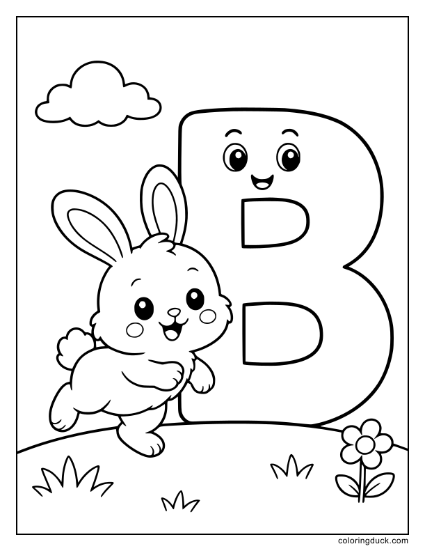 Long-eared animal leaping playfully in front of a giant typography symbol.