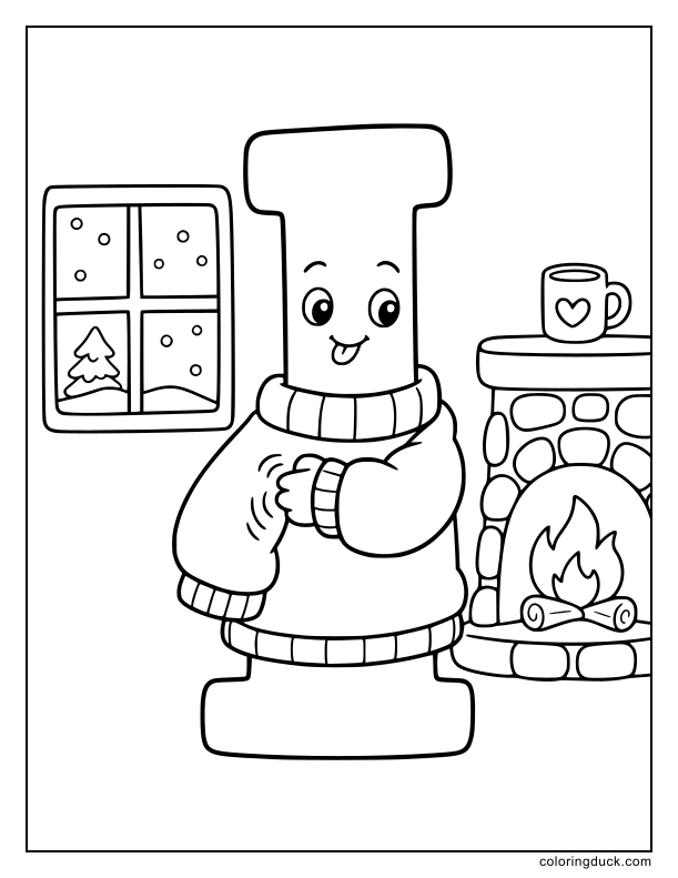 Silly letter I scratching its side while wearing a big oversized sweater.