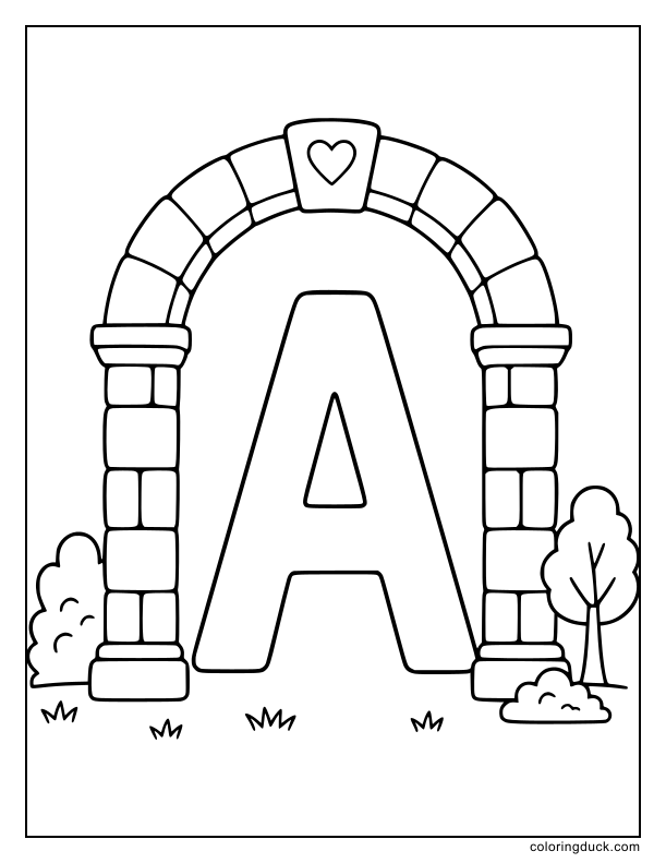 Beautiful stone arch framing a giant minimalist letter A.