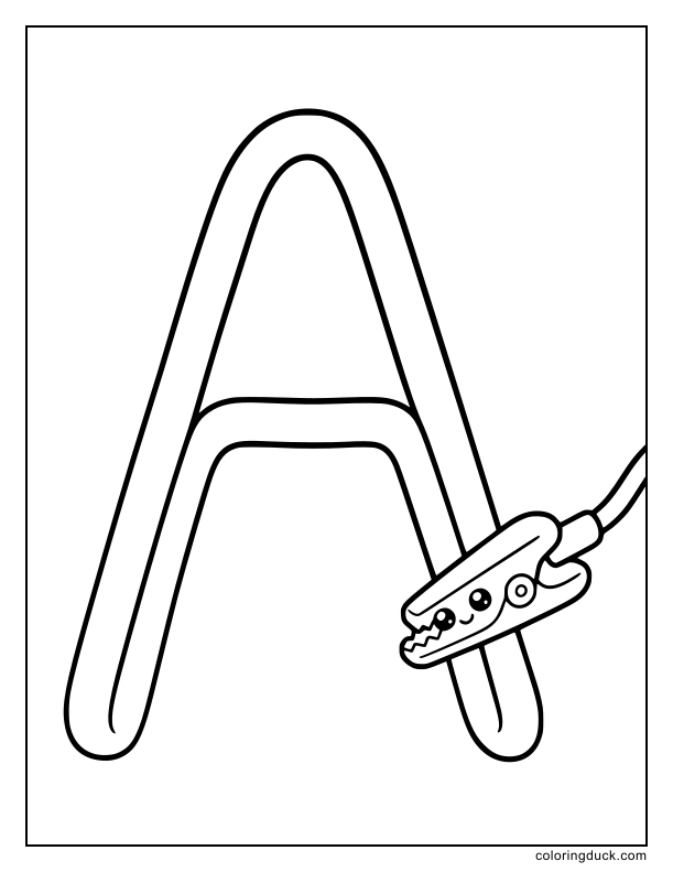 Metal testing clip holding onto a wire shaped like letter A.