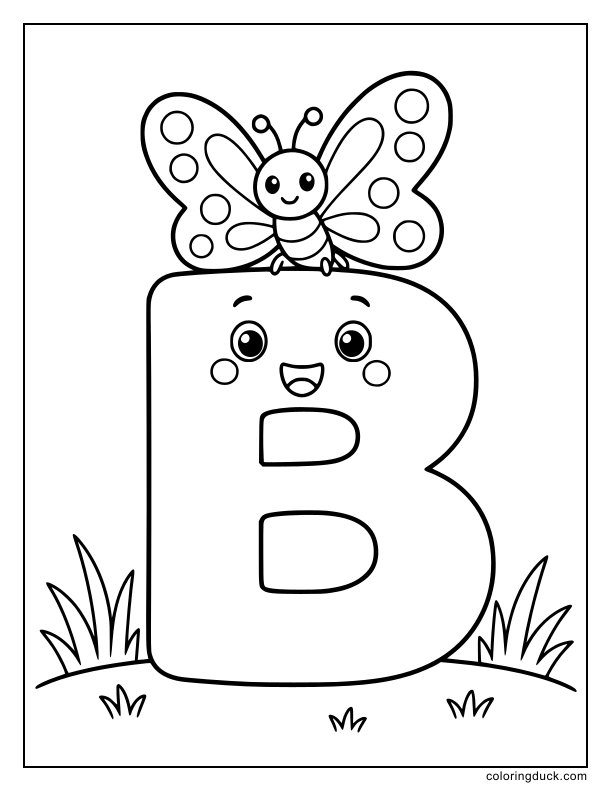 Delicate winged creature sitting gently on the top curve of a giant letter.