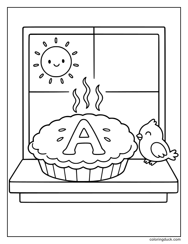 Steaming fresh pie with a letter A carved into the top crust.