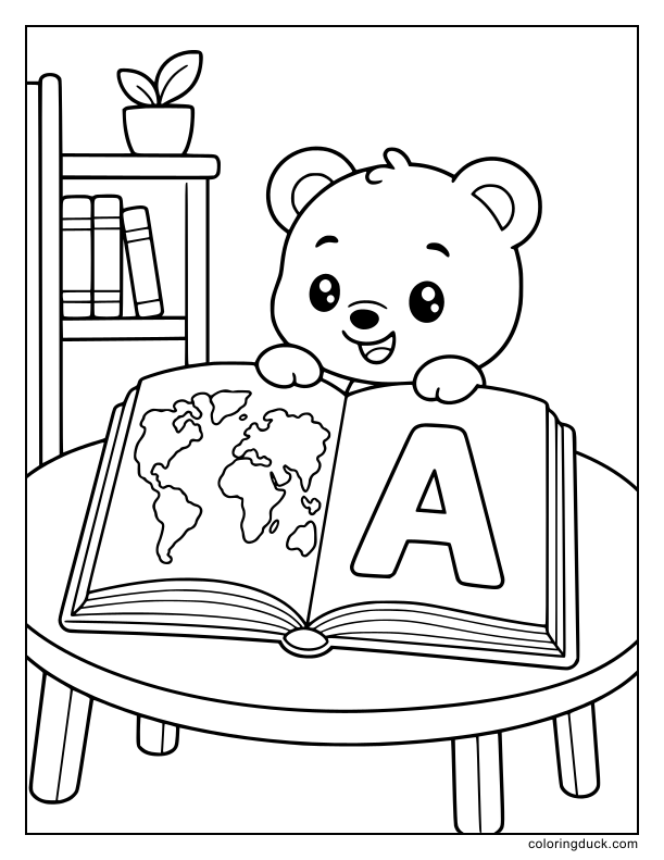 Open map book revealing a giant letter A on its pages.