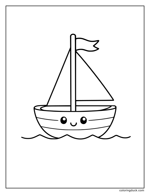 Tiny wooden sailboat drifting on calm waves.