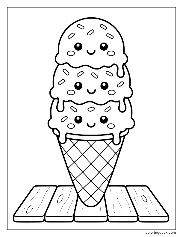 Three scoops of ice cream melting down a waffle cone.